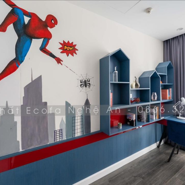 Phòng ngủ Spider Man tinh nghịch cho bé trai